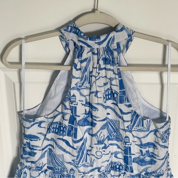 Vineyard Vines halter lighthouse fit flare Dress blue white 47150 - Picture 9 of 16